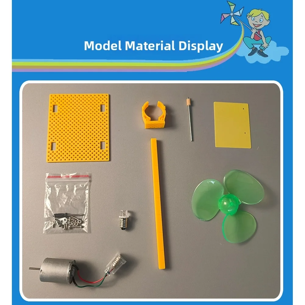 Wind Turbine DIY Kit for For Science Projects Featuring E10 White LED Light 360 Degree Rotation 200x190x130mm Hands On STEM