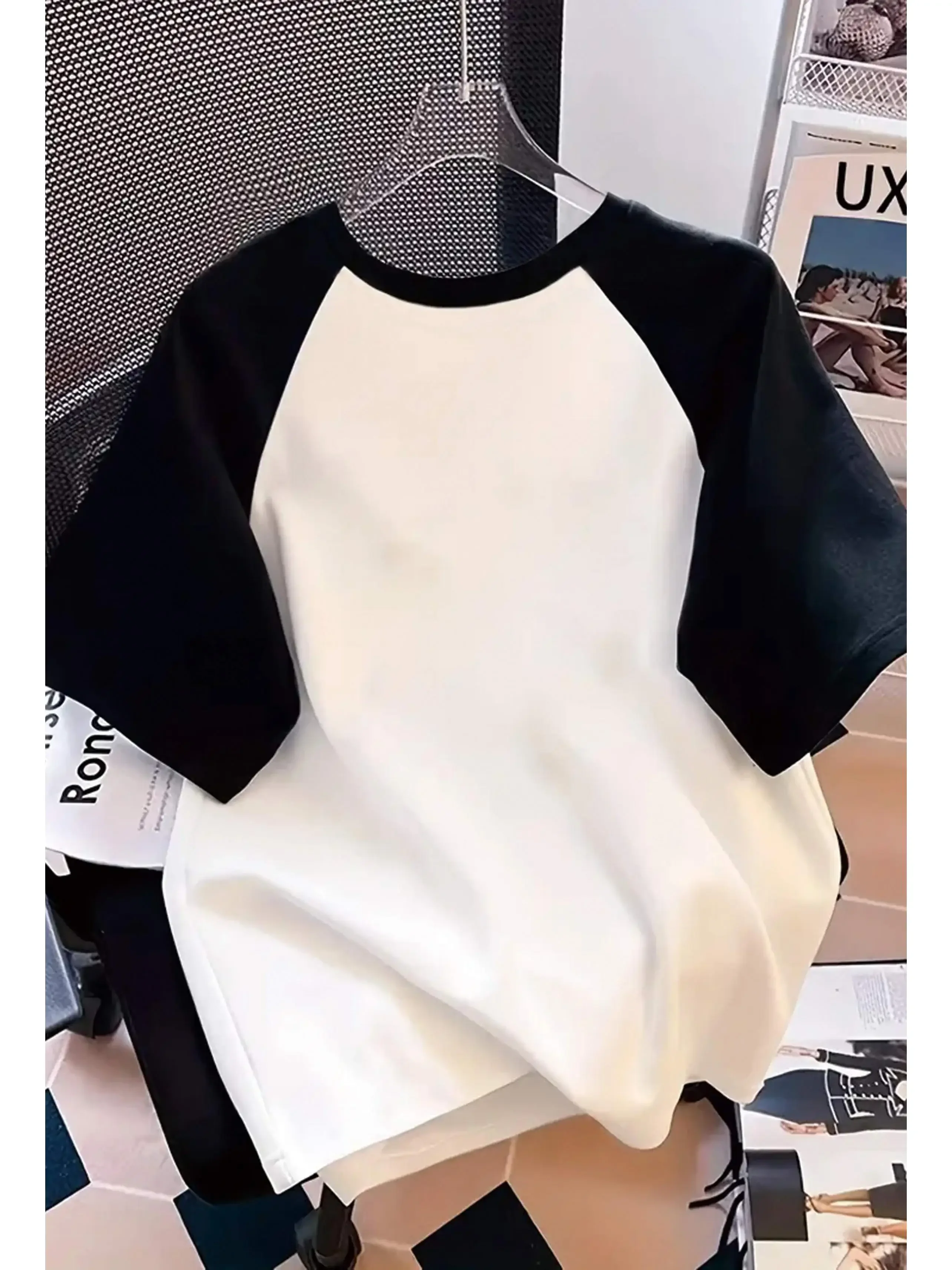 Harajuku Trend T Shirt New Fashion Circle Milan Italy Text Print Vintage Style Women's T-shirt Raglan Short Sleeve Tops Clothes