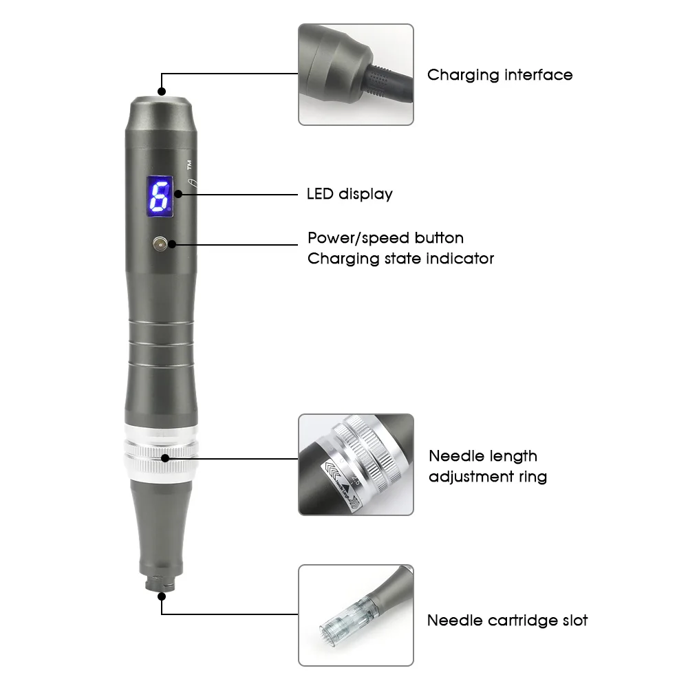 Penna Dr originale Ultima M8 penna Microneedling professionale con cartucce ad ago da 2 pezzi macchina di bellezza per la cura della pelle con penna