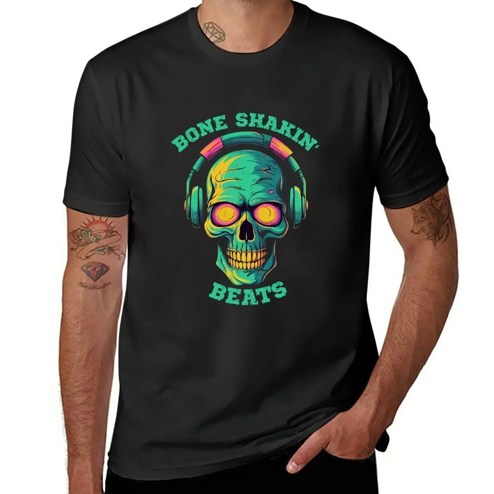 

New Skull wearing headphones - Bone shakin beats T-Shirt T-shirt for a boy custom t shirt oversized t shirts for men