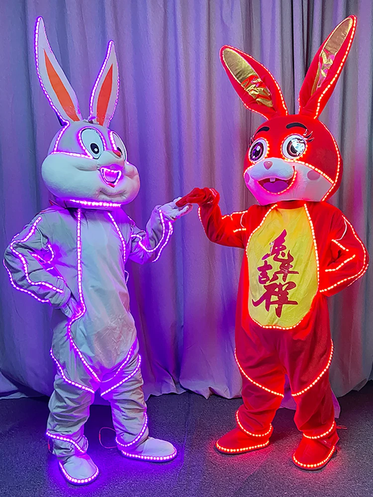 Led Luminous Rabbit Doll Lighting Party Robot Doll Activity Atmosphere Foil Supplies Three-dimensional Doll Costume