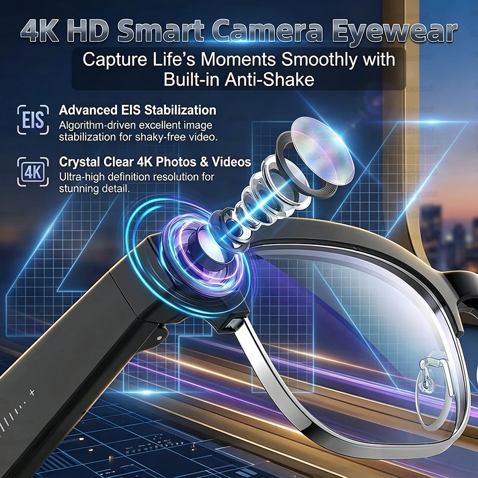 AI 스마트 안경 번역 기능 800만 화소 카메라 비디오 음악 플레이어 통화 비즈니스용 8K 선글라스 남성용 여행/업무용 2026