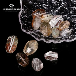 1 Pc Faceted Natural Stone Multicolor Ghost Quartz Irregular Bead With Hole Pendant For Jewelry Making Diy Necklace Bracelet