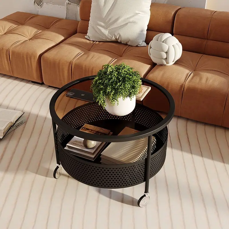 Modern light luxury cream style coffee table Internet celebrity ins style small apartment round minimalist mini table