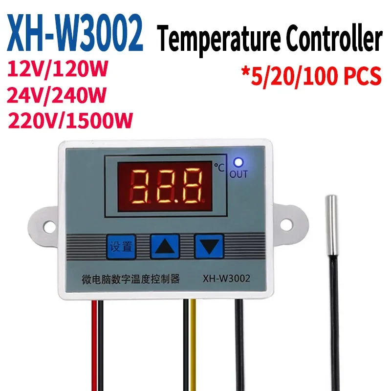 5/20 PCS XH-W3002 Microcomputer Digital Temperature Controller Temperature Control Switch Temperature Controller Digital Display