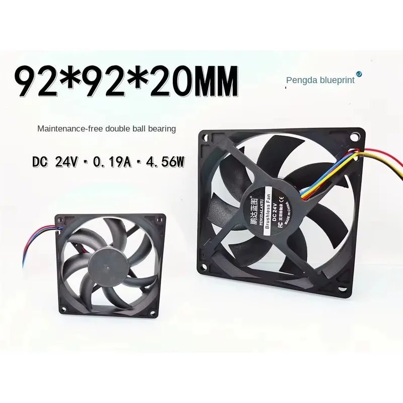 pa  9220 9020 dual-ball 24V 0.19A temperature-controlled PWM speed-measuring frequency conversion cabinet 9CM cooling fan