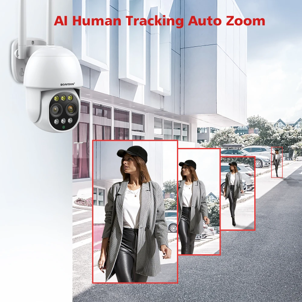 Imagem -03 - Câmera de Lente Dupla Wifi Ptz ao ar Livre Zoom Digital hd 8x Humanoid ai Auto Tracking Segurança Icsee Áudio 4k 8mp