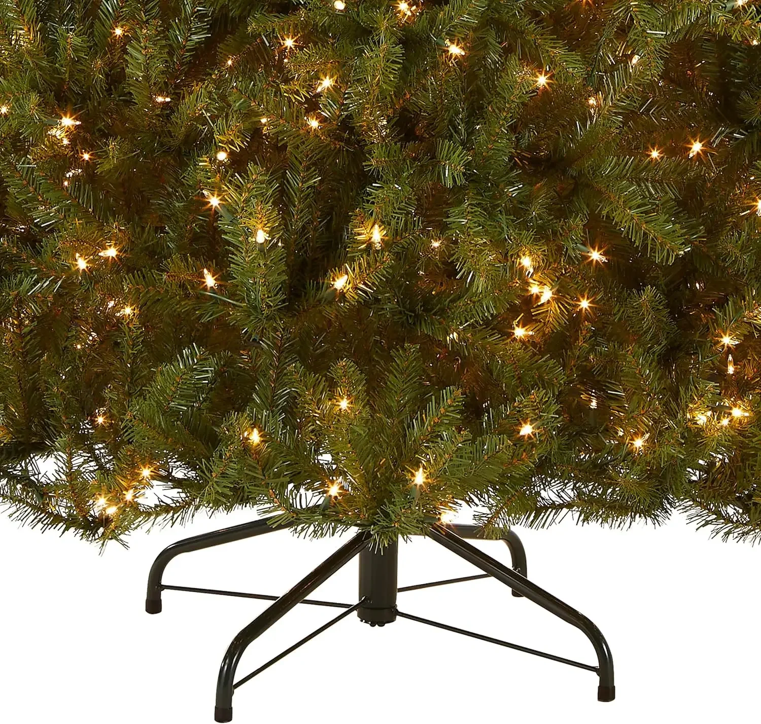 Pre-Lit Artificial Full Christmas Tree, Green, Dunhill Fir, White Lights, Includes Stand, 6.5 Feet