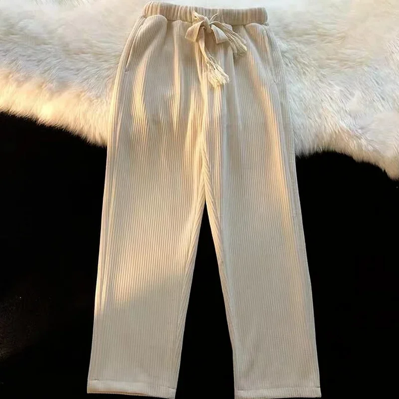 กางเกงผู้หญิง Tender สายรัดบริสุทธิ์เกาหลีรุ่น Preppy สไตล์ฤดูใบไม้ร่วงสูงเอว Ins Femme Corduroy ขายร้อนนุ่ม