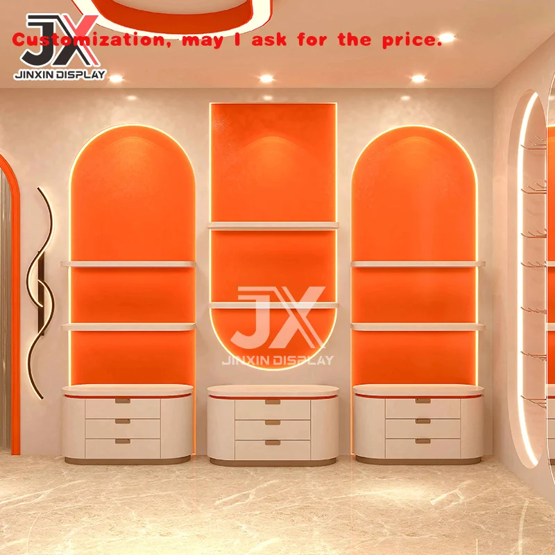 custom.Custom Design Beauty Shop Wig Showcase Hair Extension Salon Wall Display Cabinet Furniture Beauty Retail Store Shoppi