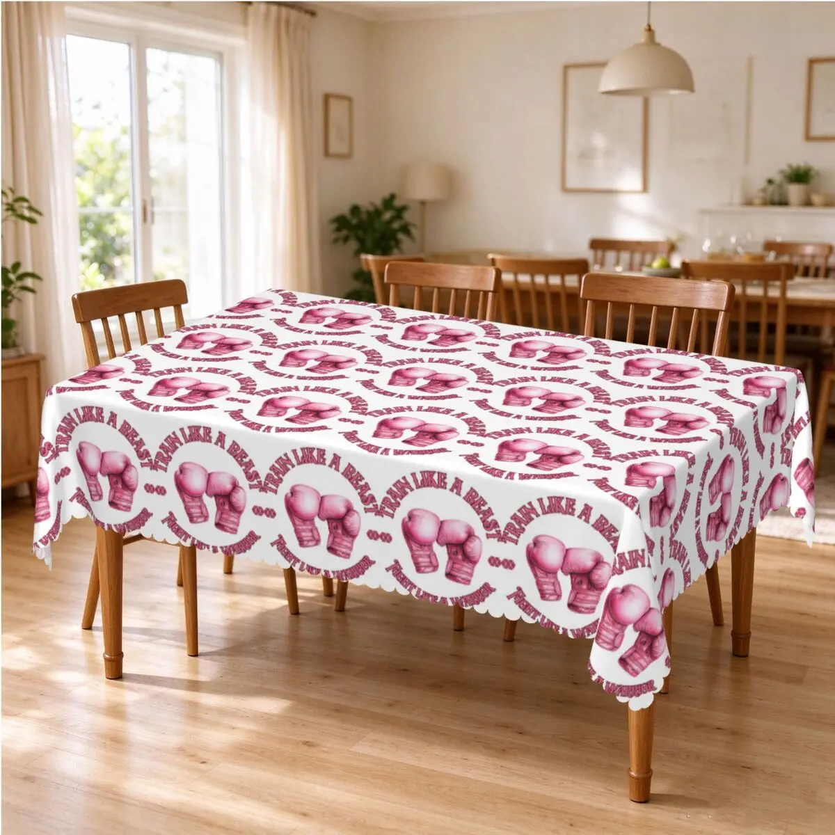 Train Like A Beast Fight Like A Warrior Boxing Gloves Tablecloth Restaurant Kitchen Rectangular Tablecloth Festival Table Cover