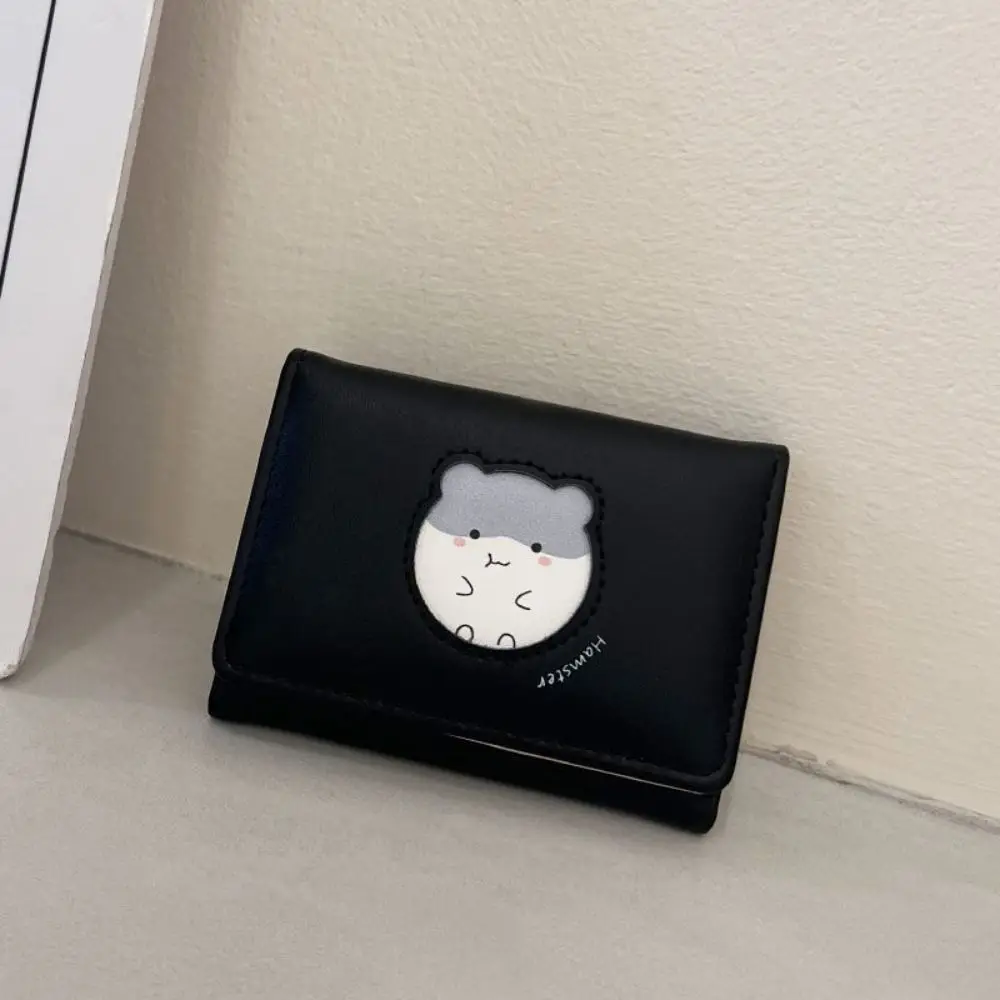 Uroczy portfelik z ekoskóry z nadrukiem chomika, składany portmonetka na monety, portfel na drobne, etui na karty bankowe, organizer na karty, do użytku na zewnątrz.