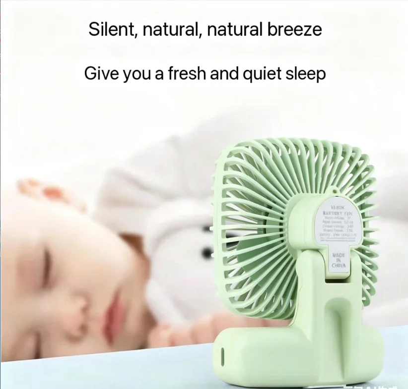 500mAh Portable Mini Desk Fan Ultra Quiet Pocket-Sized with Hand Rope for Office Student Dormitory Bedside Large Wind Volume Mak