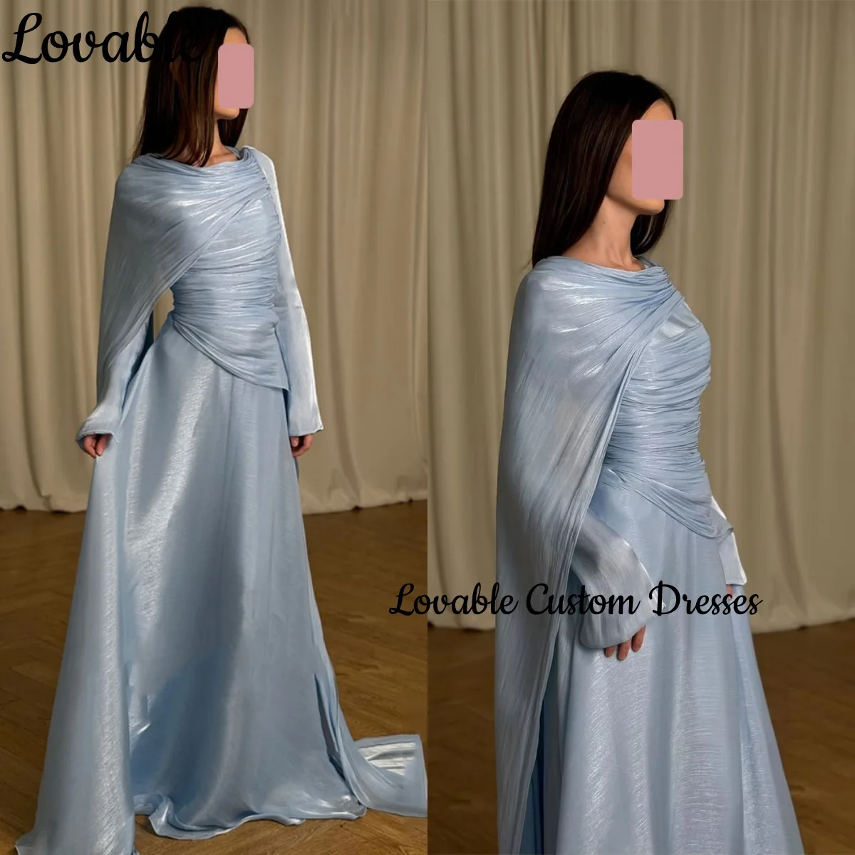 

Женские вечерние платья на заказ: А-силуэт, вырез-лодочка, длинные рукава, длина в пол, для выпускного вечера, свадьбы, вечеринки, с рюшами, на молнии