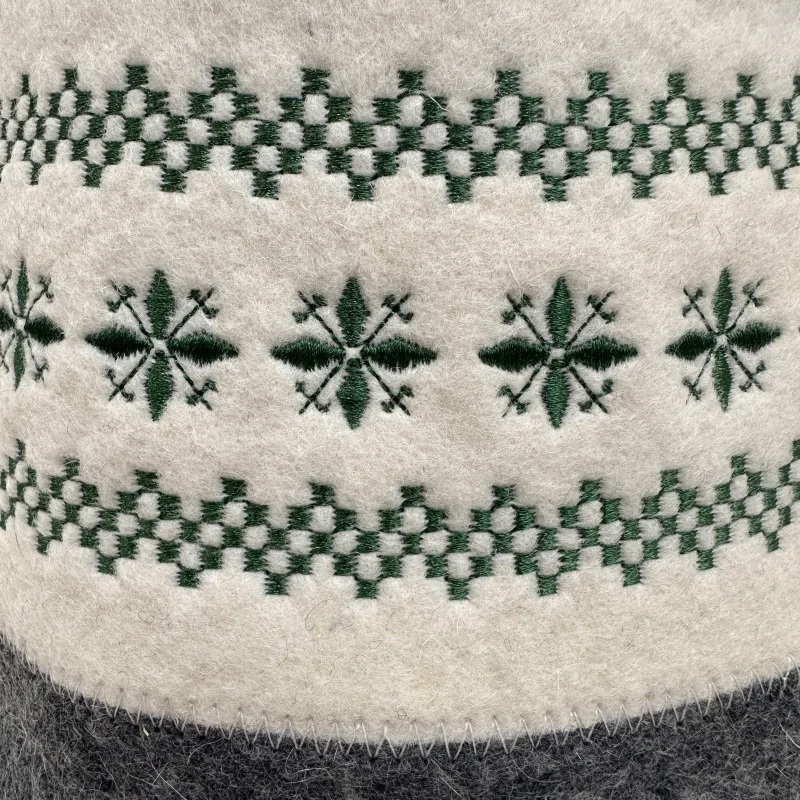 3mm Thickened Wool Felt Sauna Hat with Nordic Pattern Design Heat Protection Sauna Cap for Men Women Spa Bath Wellness Accessory