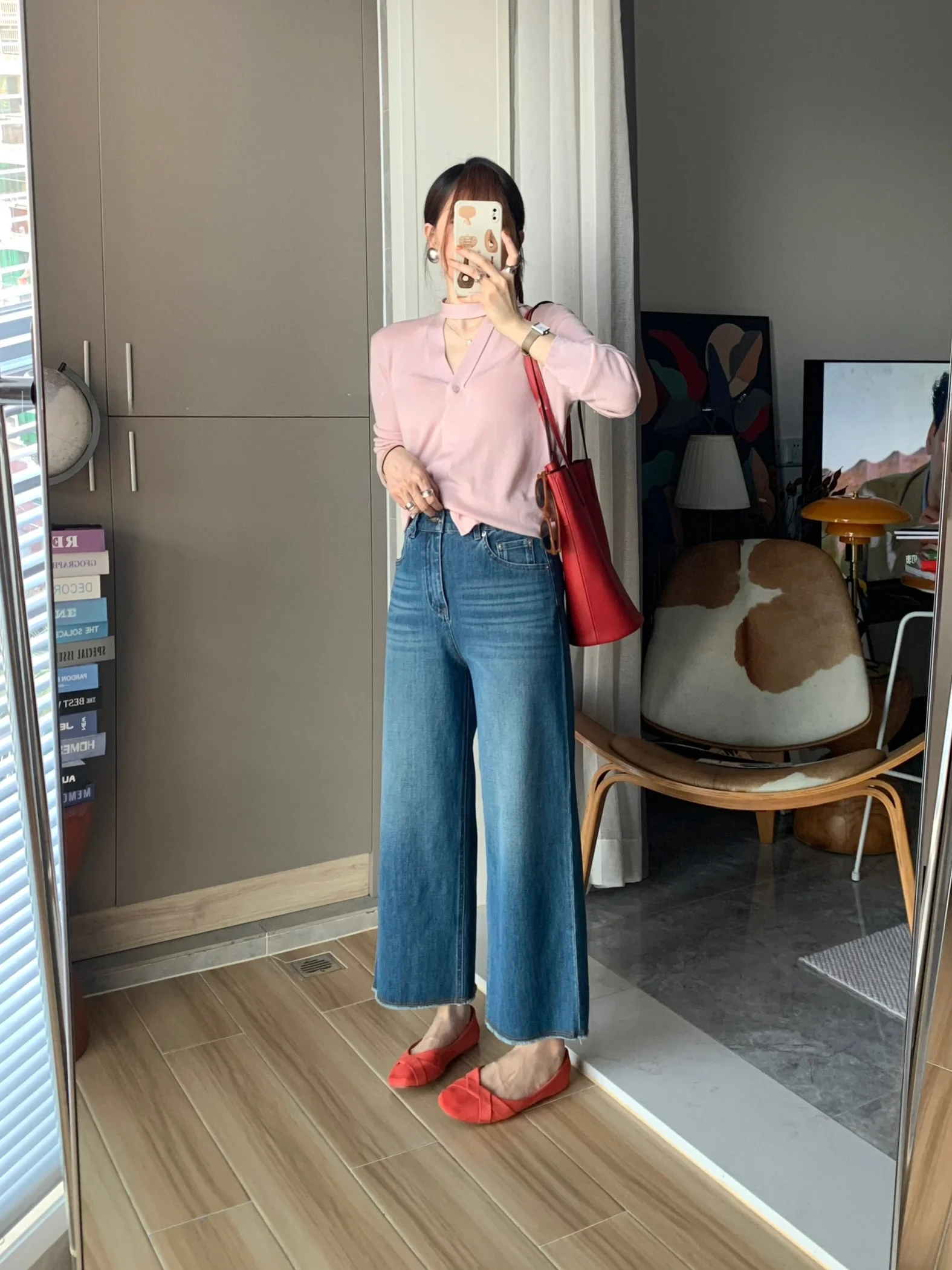 

Женские джинсы Miss White Bellflower Summer в корейском стиле с эластичным поясом и широкими штанинами, прямые брюки-трубы малого размера