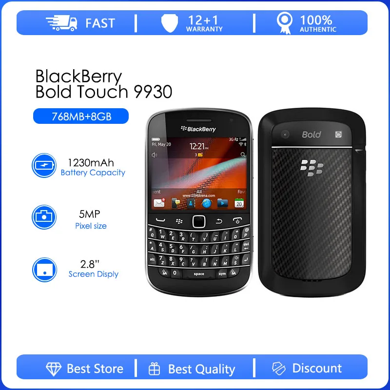 Blackberry 9930 Refurbished Original Unlocked Blackberry 9930 bold Qwerty keypad 2G/3G network 2.8