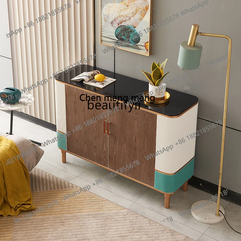 

Light Luxury Entryway Sideboard Integrated Rock Slab Decor Minimalist Modern Storage Organizer Foyer Wall Cabinet