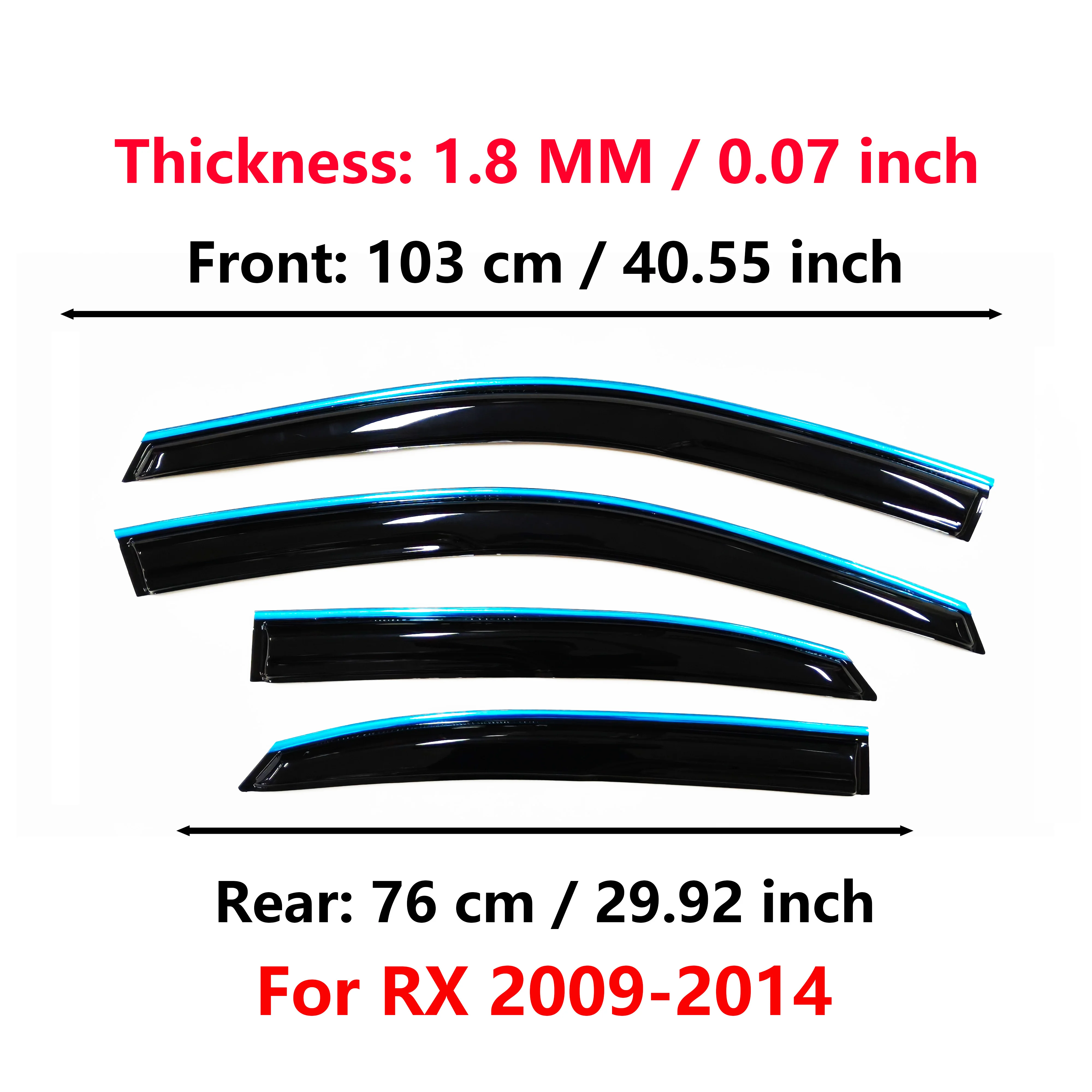 Window Visor for Lexus RX270 350H 450H2009-2014 | 4pcs Rain Guard Wind Deflector Black with Chorme| Car Weather Shield Accessory