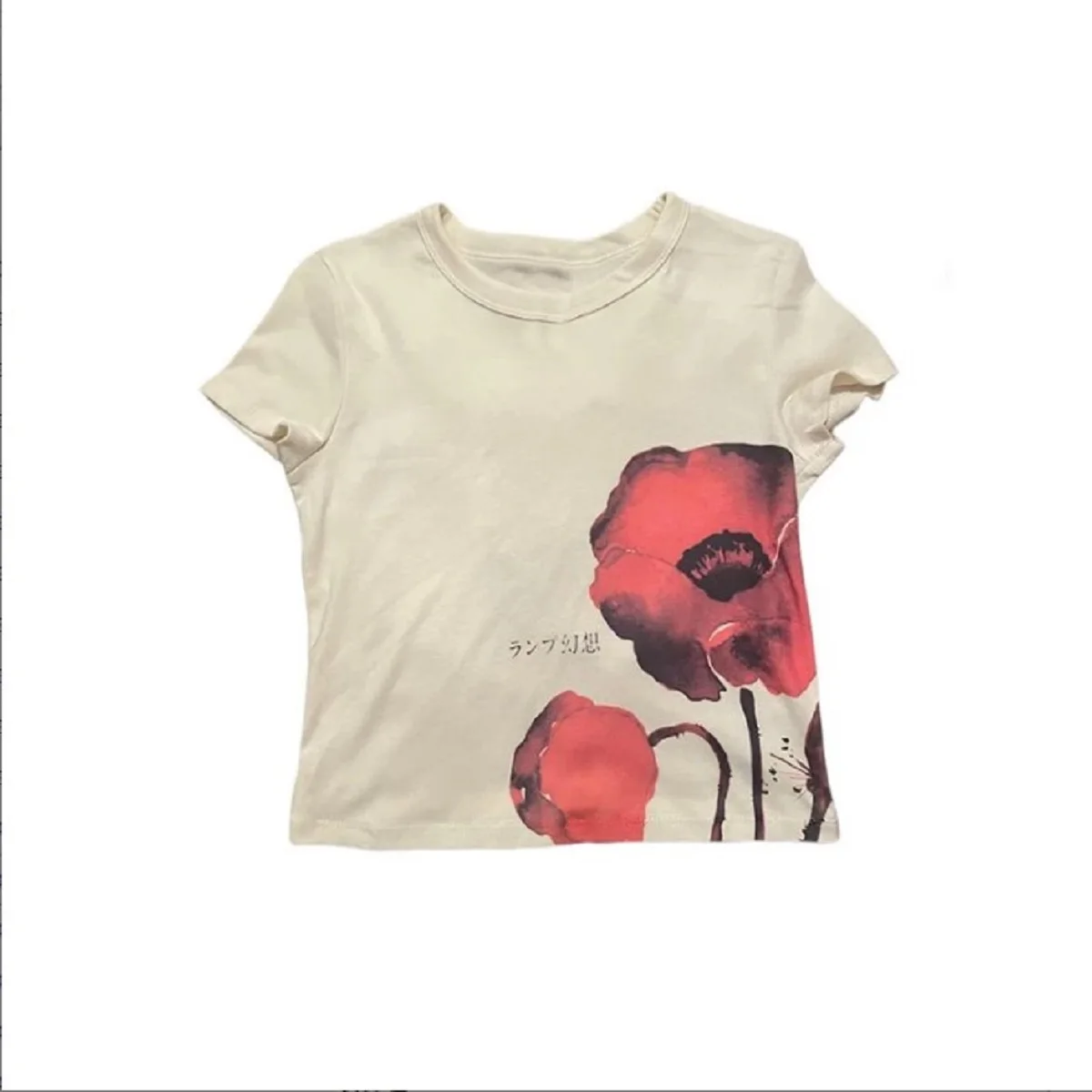 Y2K streetwear retro casual women's top sexy and beautiful floral print fashionable baby T-shirt personality