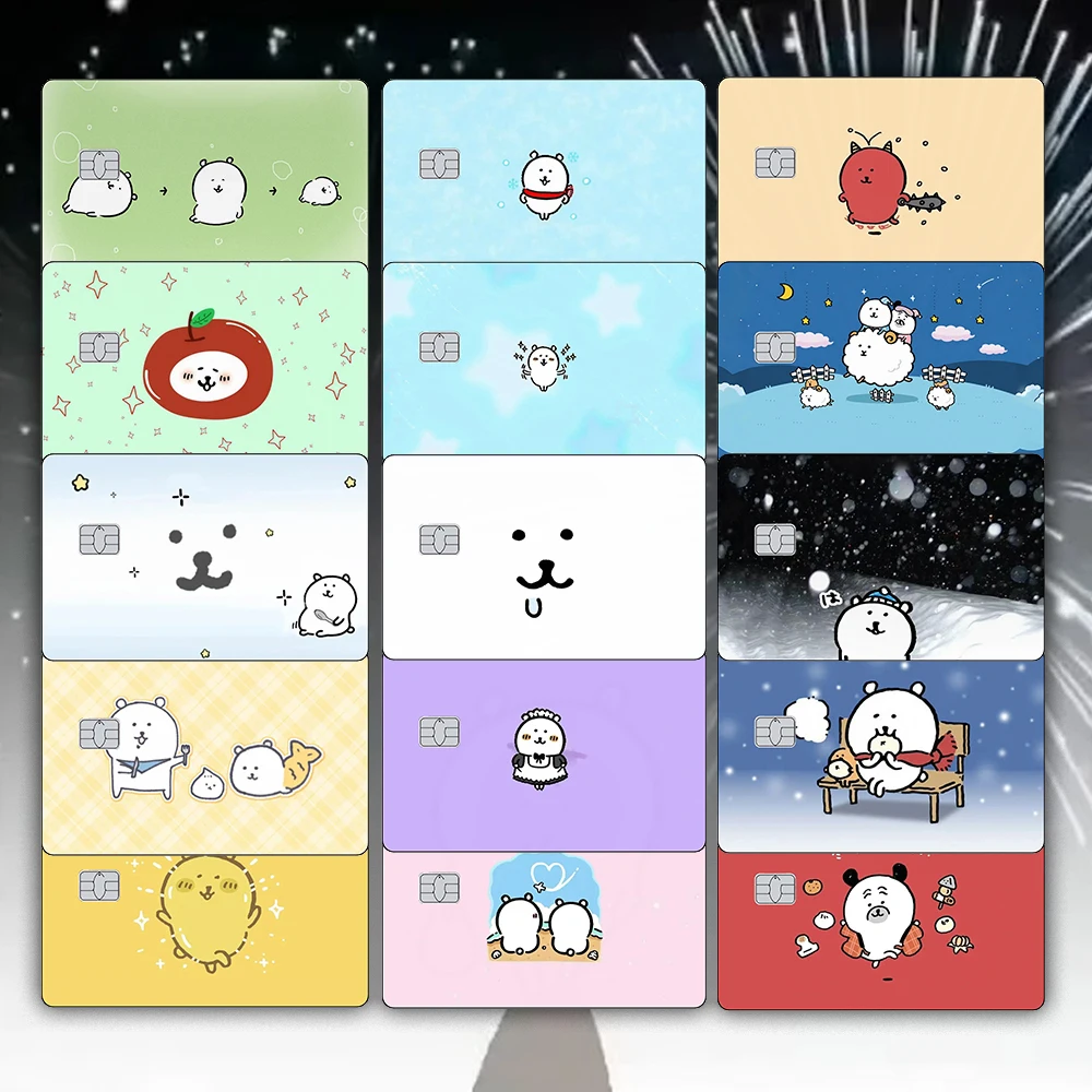 Pegatina de piel de tarjeta de crédito serie Kawaii JokeBear, pegatinas mate de dibujos animados para decorar VISA JCB y Mastercard