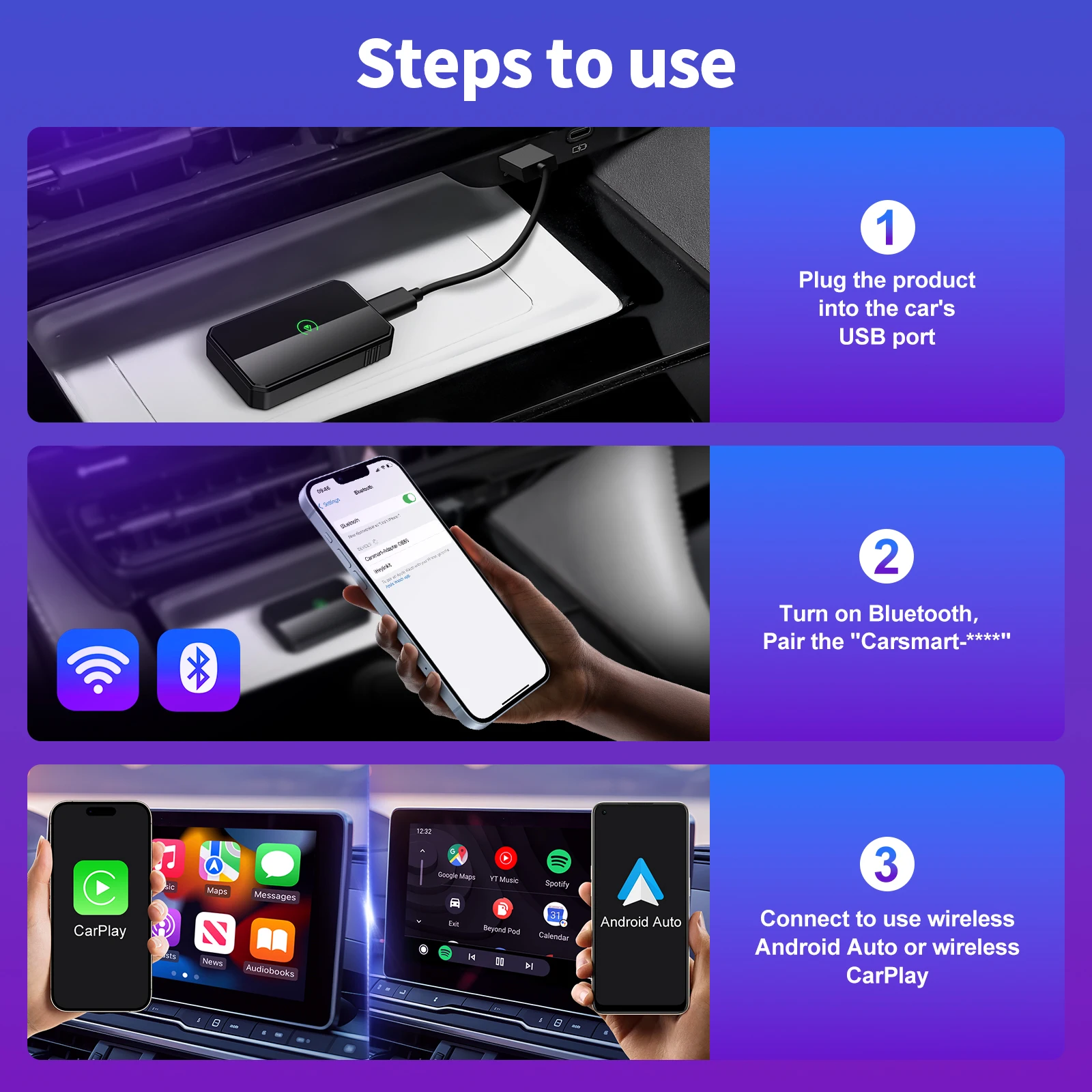 X-YUNS 2025 NEW 2in1 Wireless Carplay Android Auto Adapter Smart Mini Box WIFI BT Dongle Auto Connect For Most Vehicle Models - Image 5
