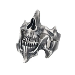 Retro Silver Black Skull Rings Sophisticated Silver Black Skull Rings Vintage Cool Punk Gothic Rings Jewelry