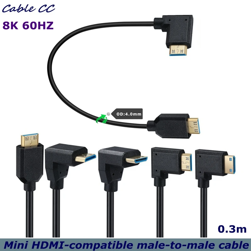 

8K 90 Degree Angle Mini HDMI-Compatible Male to Male Cable HDMI-Compatible 2.1 Cable Support 8K@60Hz 4K@120Hz 48Gbps eARC HDR10