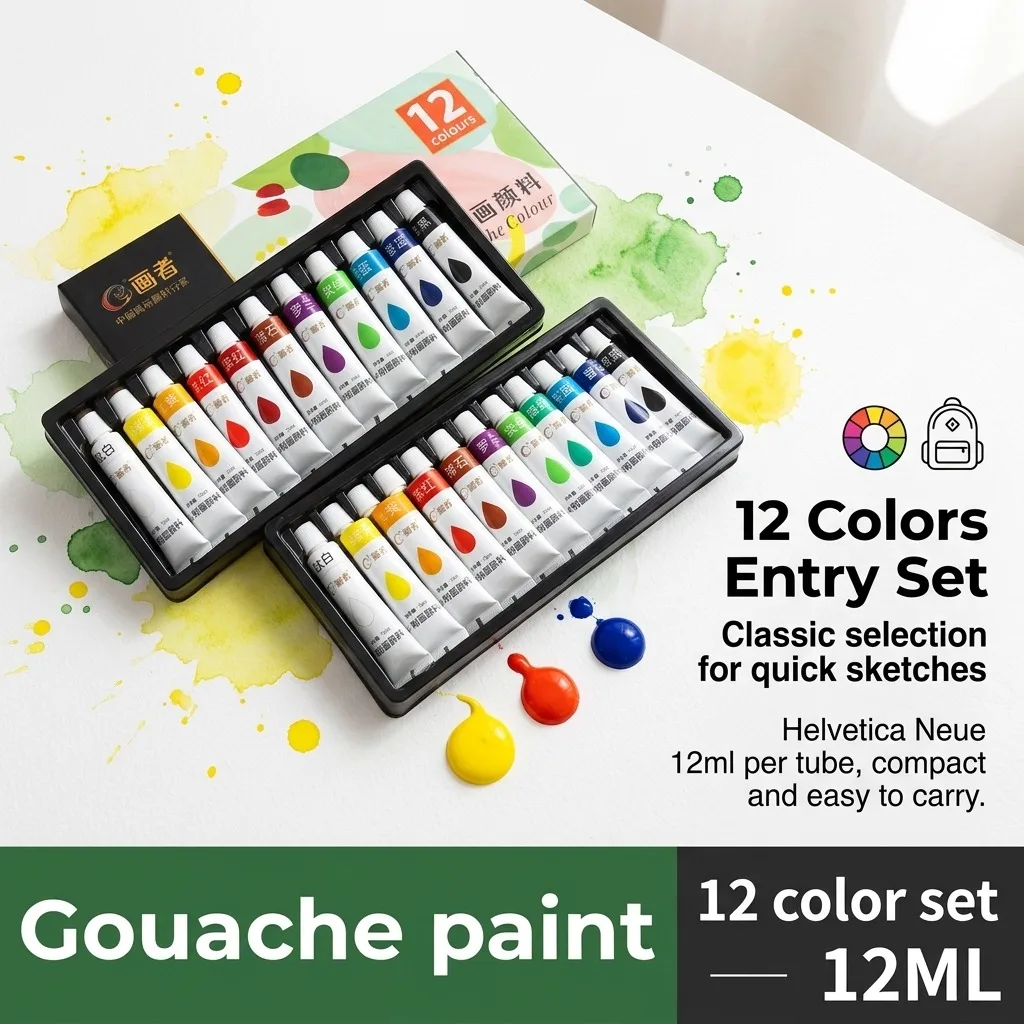 2Pcs Set Watercolor Paints - Choose 12/18/24/36 Colors 12ml Each Ideal for Painting & Pigment Work Watercolor Painting Supplies
