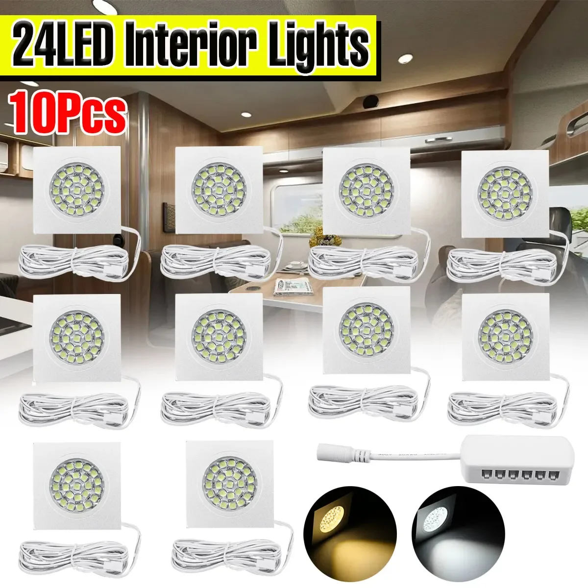 Встраиваемая лампа для дома, прицепа, лодки, фургона, 4-10 шт., 12 В, 24 светодиода