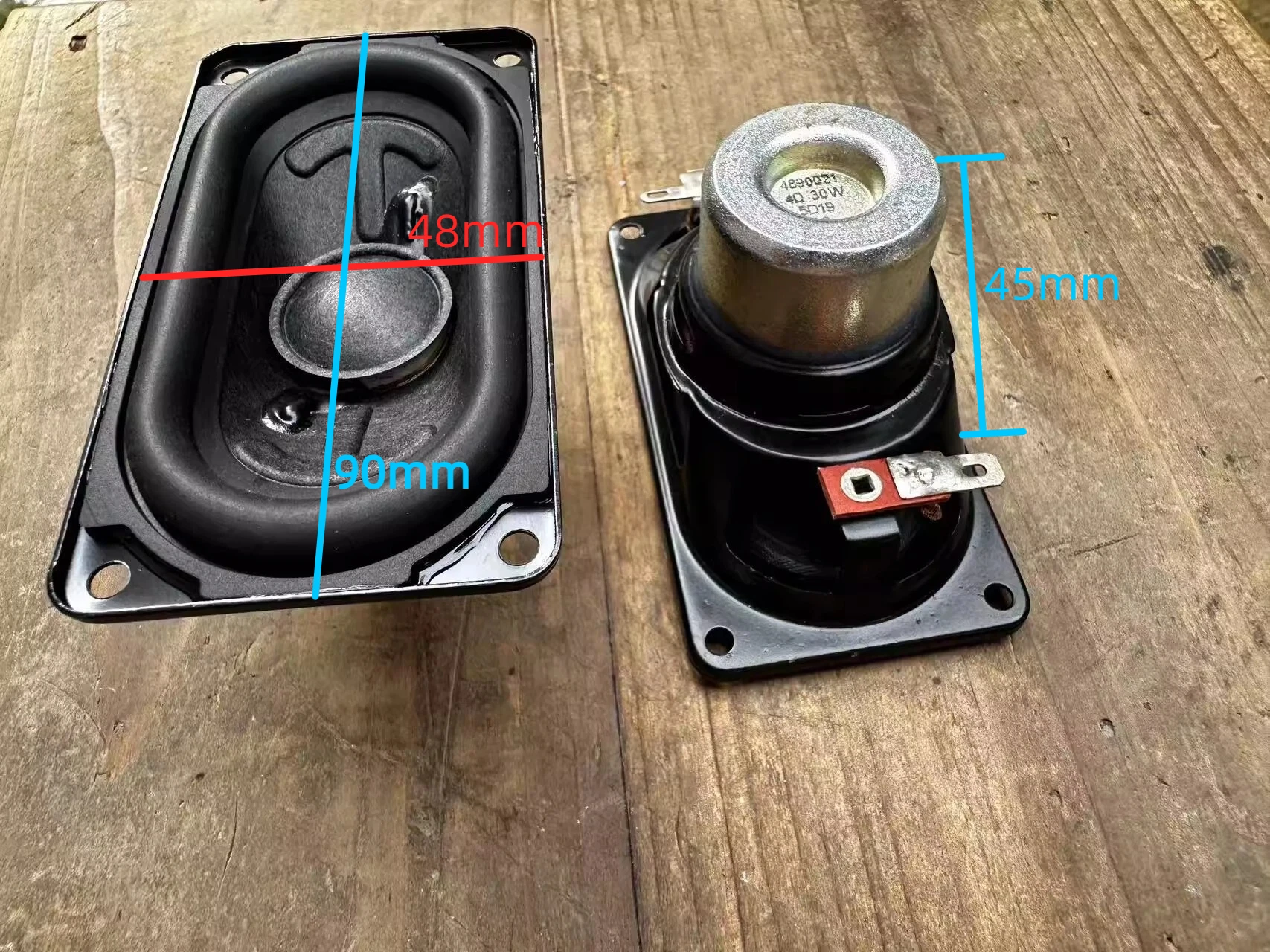 GHXAMP für Harman 90x48mm Hochleistungs-Rechteck-Racetrack-Lautsprecher – Audiophile, Neodym, Papiermembran, 4 Ohm 30 W 2 Stück – Detail 1