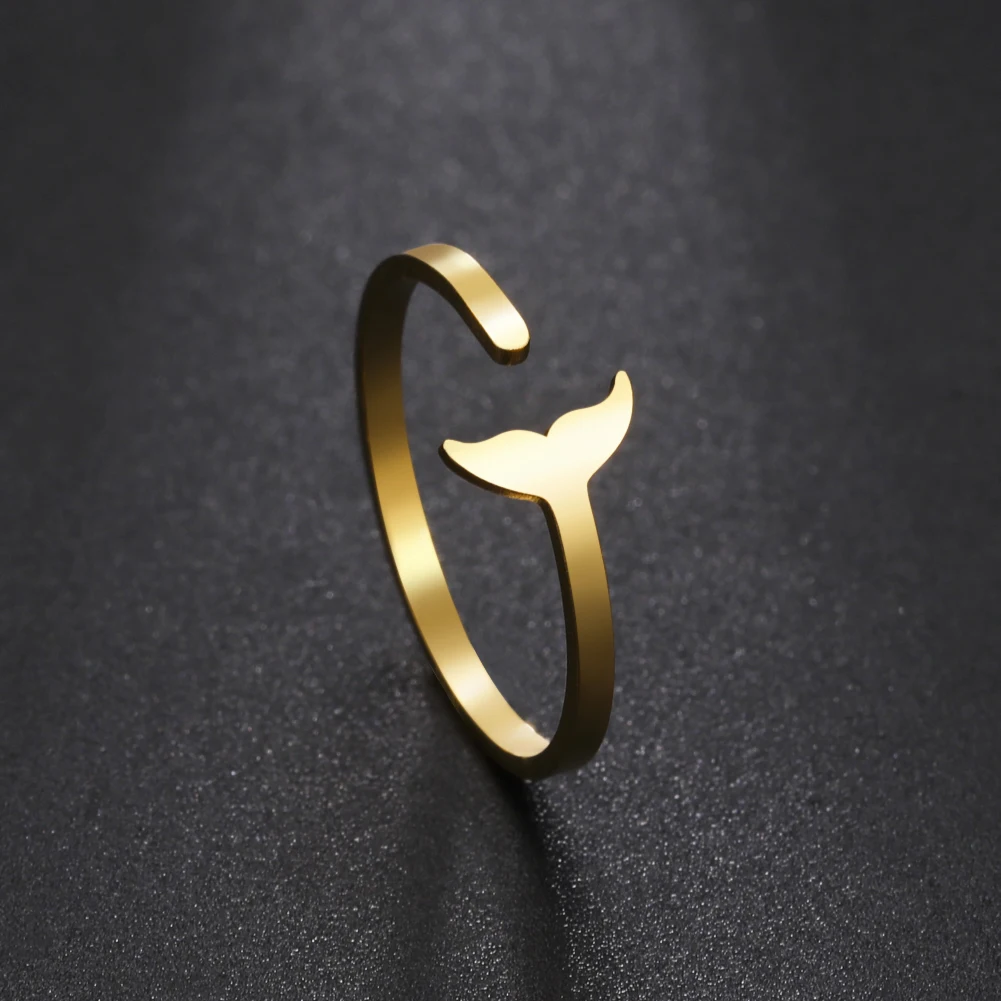 Skyrim Fishtail Mermaid Tail Open Rings Women Stainless Steel Gold Color Finger Ring Jewelry 2025 Trend Gift for Lover Mother