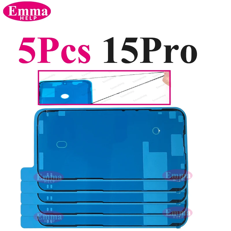 5 piezas sticker impermeable para iPhone 16 15 14 13 12 11 Pro Max XR XS 8 7 Plus, adhesivo de sellado 3M, cinta precortada para marco de pantalla LCD, pegamento 3
