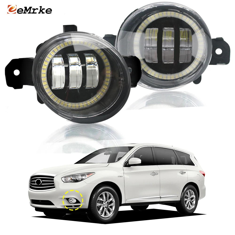 2 Pieces Car Fog Lights Assembly Headlight for Infiniti JX35 QX60 2013 2014 2015 Led Angel Eye DRL Daytime Running Lamp