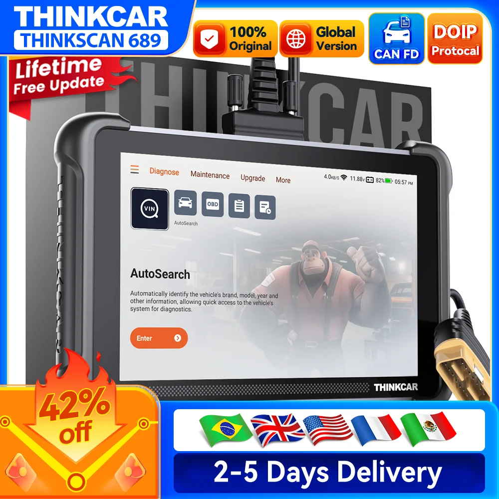 

Пожизненное бесплатное обновление THINKCAR THINKSCAN 689 OBD2 сканер полная диагностика системы CANFD/DOIP кодирование ЭБУ двунаправленный 34 сброс
