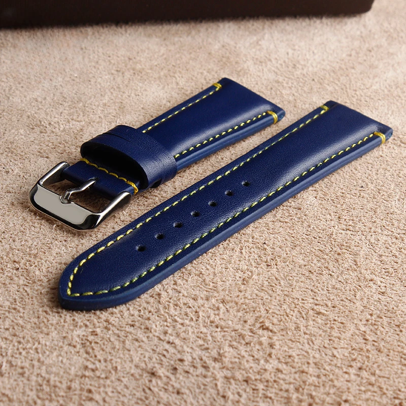 

Men's Cowhide Business Watch Strap for Citizen Blue Angel Bao Po 50 Search Hamilton 22 23 Needle Buckle Comfortable Watchband