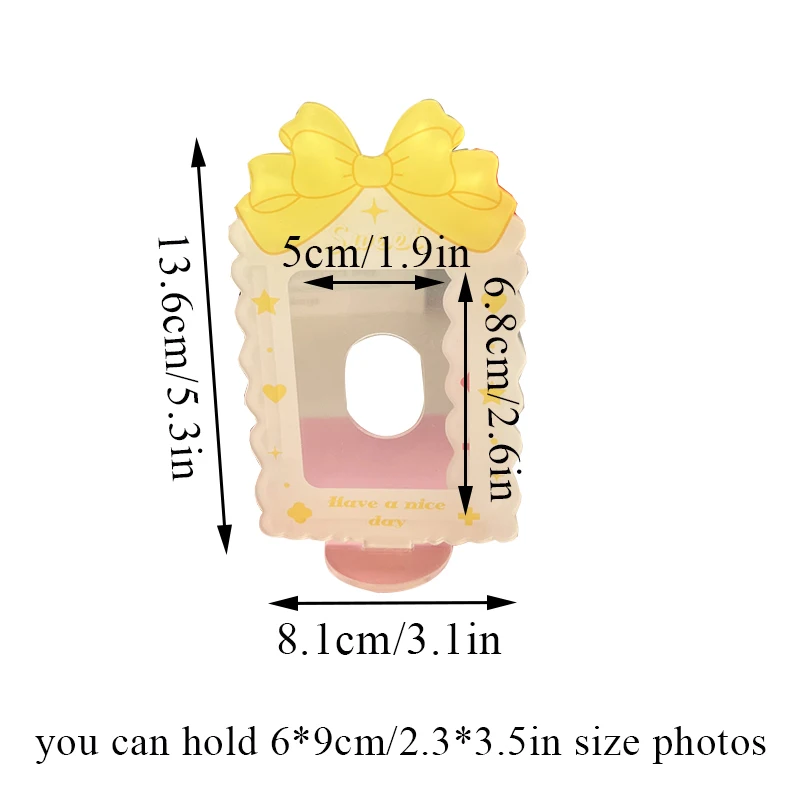 Sweet Bowknot Acrylic Card Display Stand Desktop Decor 3 Inch Photo Protection Photo Holder Photocard Frame Card Sleeve