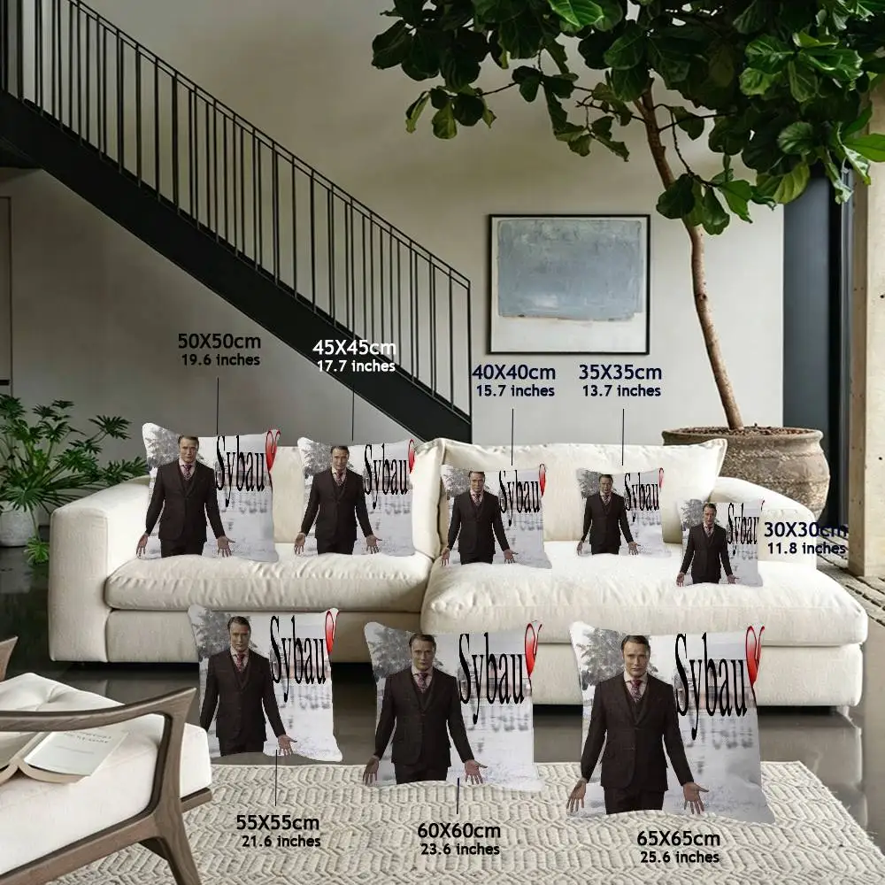 Classic TV Show Character Pillow Cushion Mads Cover Hannibal Pillowcase Living Room Sofa Home decorative Mikkelsen pillowcase