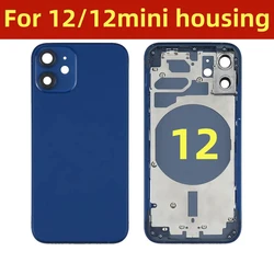 Rear Housing,For iPhone 12/12mini Battery Back Cover+Middle Chassis Frame+SIM Tray+Side Key Parts+Tools+Adhesive