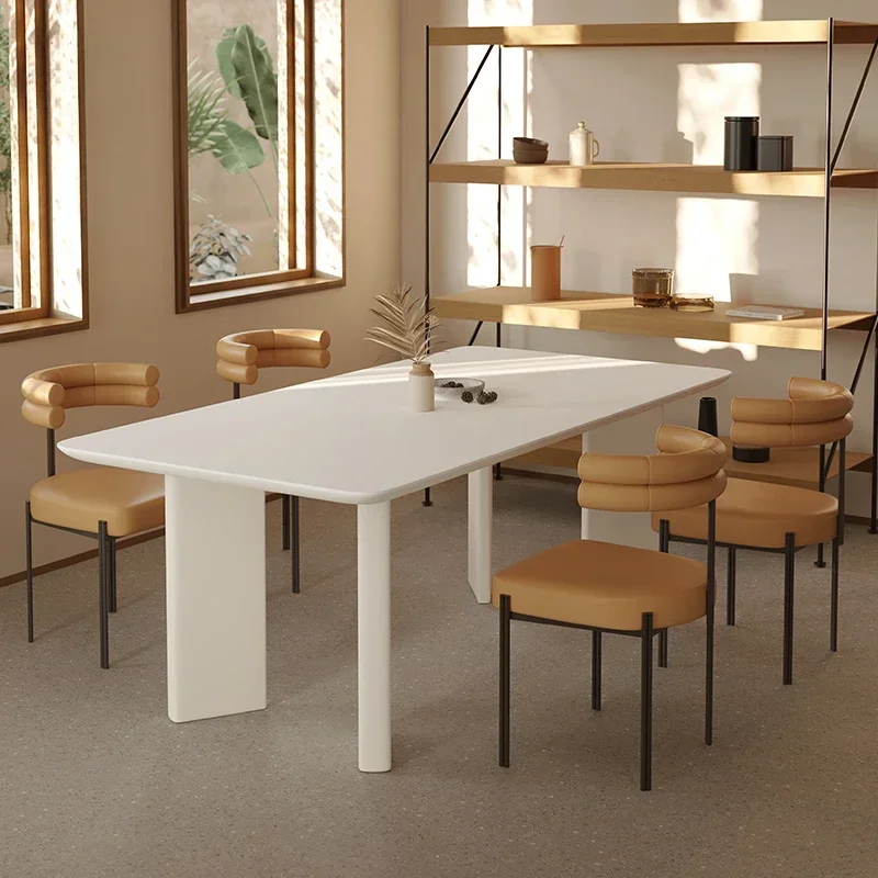 Slate dining table small apartment household solid wood oval