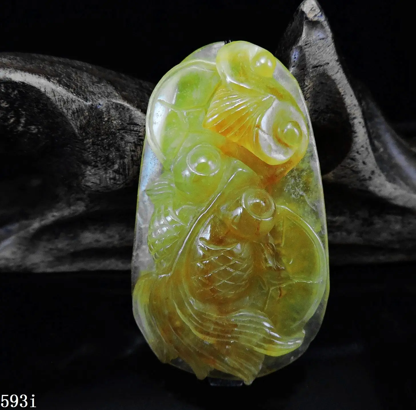 

Jade Jewelry Natural Jade Pendant Necklace Hand-Carved goldfish&Ruyi Jadeite Necklace Pendant Gift No Treatment 593i