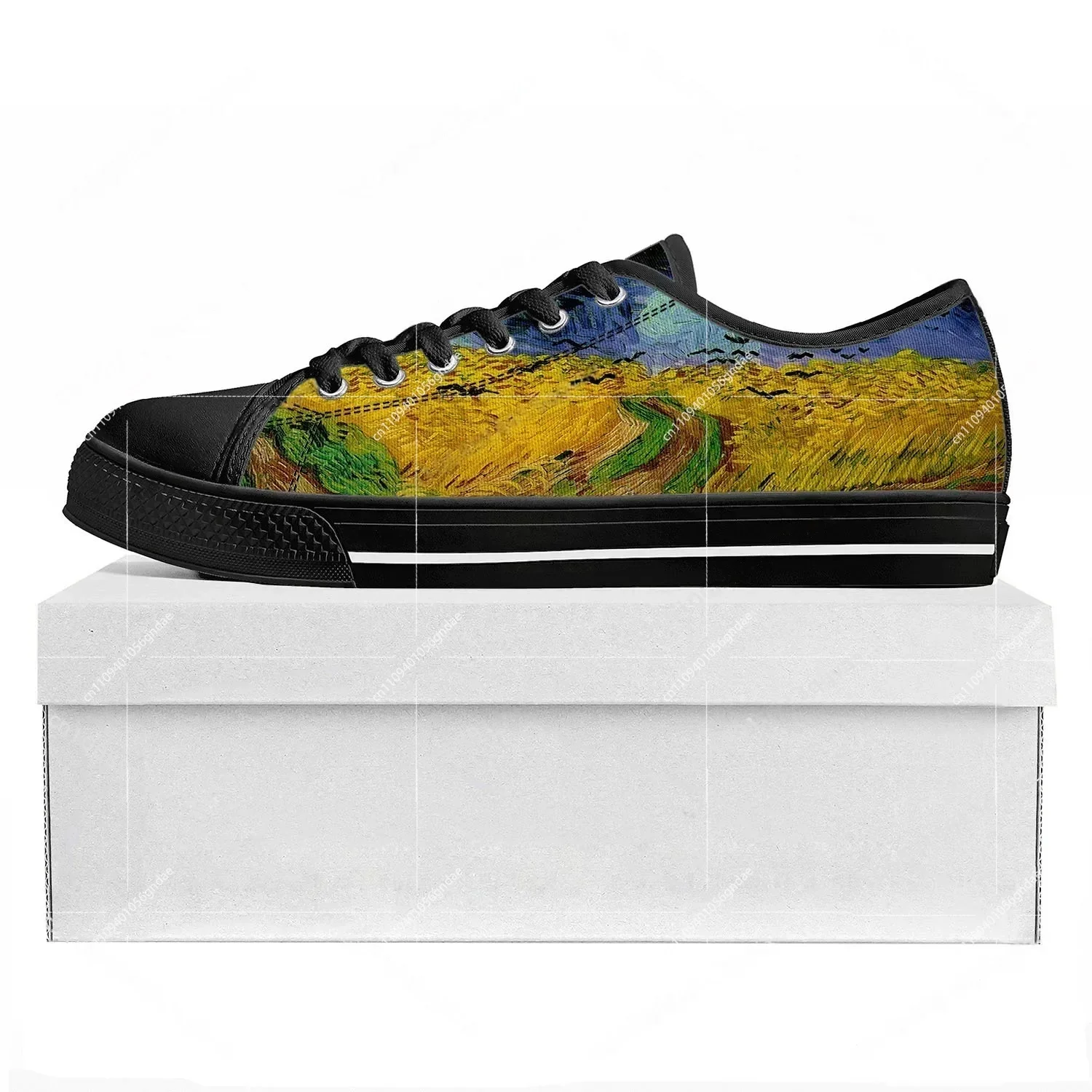 

Van Gogh Oil Painting Rye Crows Low Top High Quality Sports Shoes Men Ladies Teenagers Canvas Shoes Couple Custom Shoes