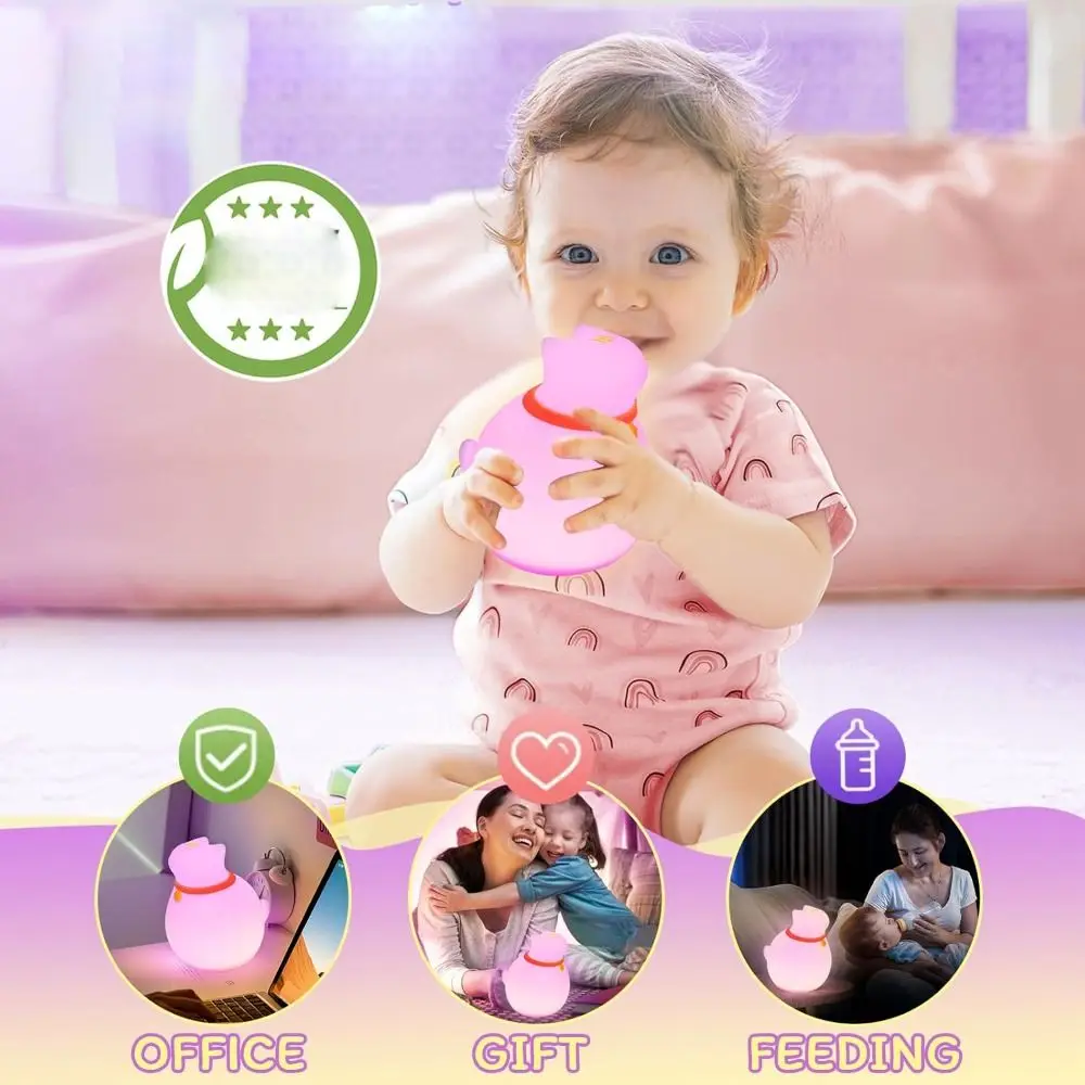 Nowa Ładowalna przez USB Lampka Nocna dla Kota Zmieniająca Kolory Miękki Silikonowy Uroczy RGB Lampka do Sypialni Dziecięcej 3 Tryby Ciepłe Światło