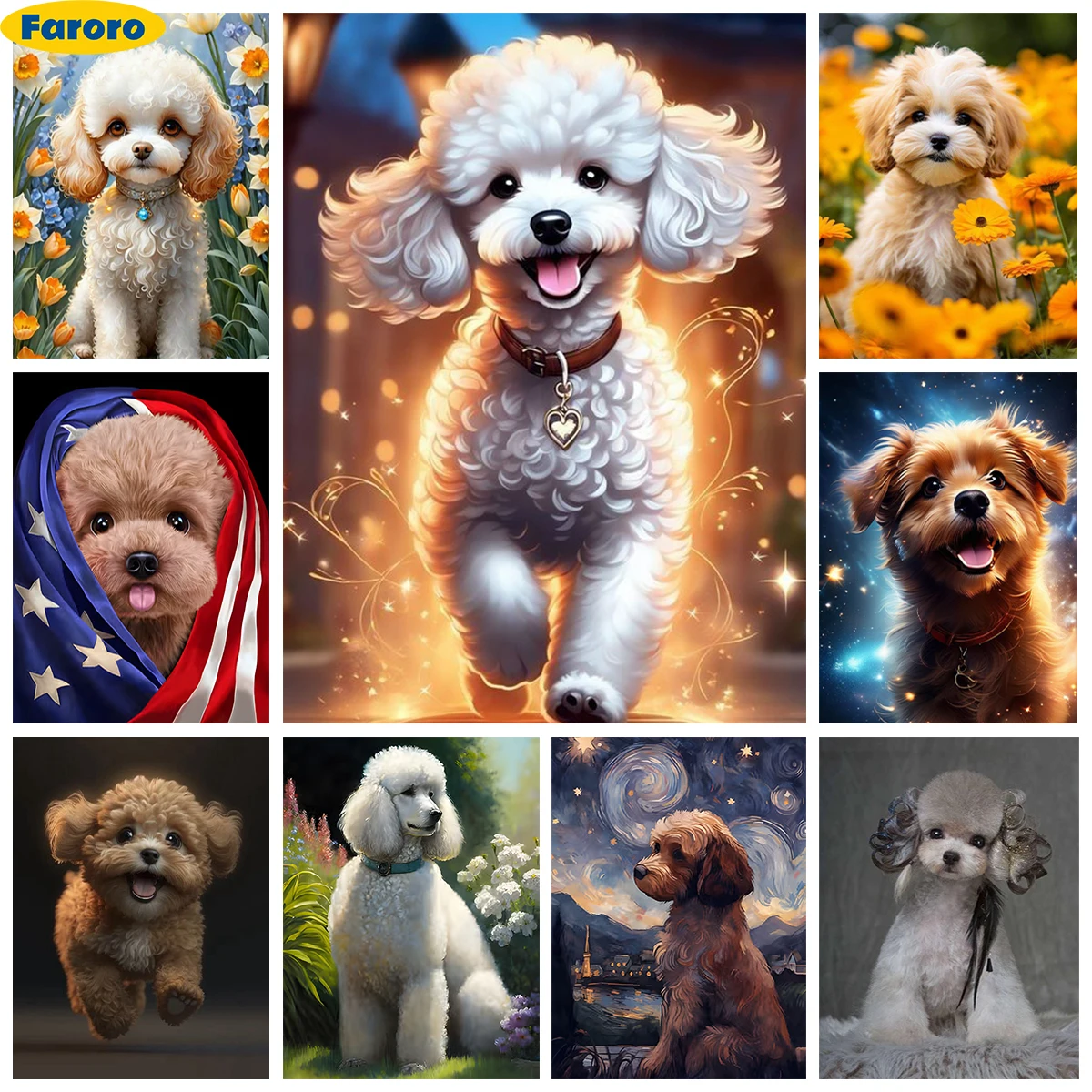 

Poodle DIY AB Diamond Painting Cartoon Pet Pictures Full Square/Round Diamond Embroidery Cross Stitch Office Bedroom Wall Decor