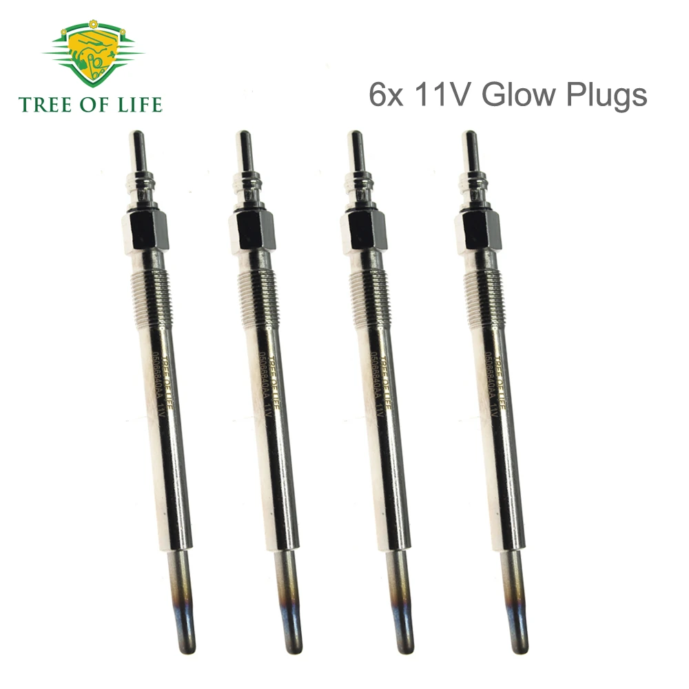 4PCS Dual Core Glow Plugs 11V For Jeep Cherokee (KJ) 2.8 2.5 CRD Diesel 2001 2002 2003 2004 2005 2006-2008 5066840AA 05066 840AA