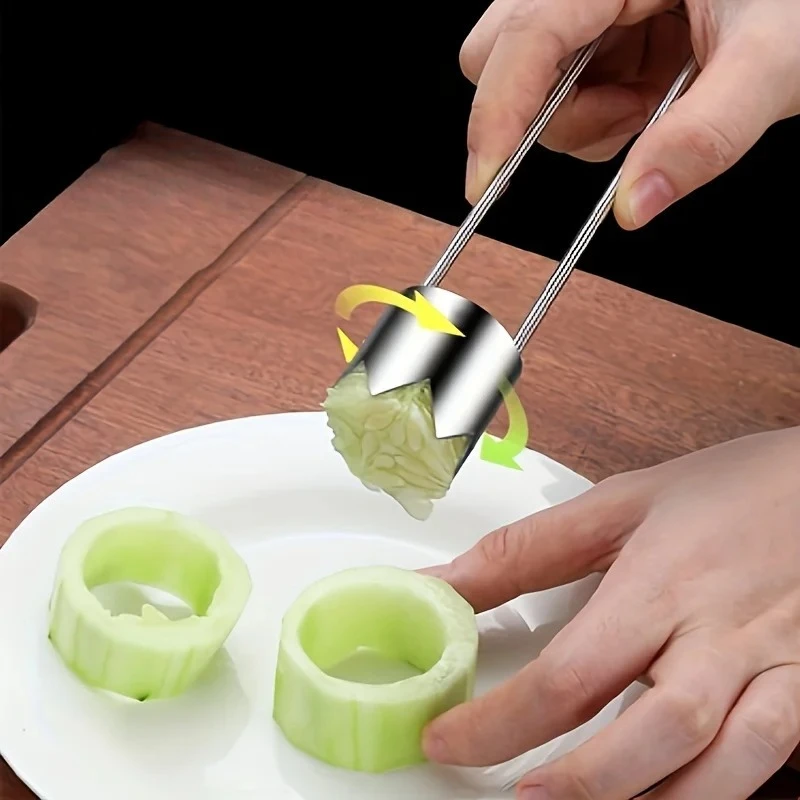 Descorazonador de Frutas de Acero Inoxidable, Herramienta Portátil para Quitar el Núcleo, Descorazonador Multifuncional de Verduras para Chiles, Melón y Uso Diario en la Cocina