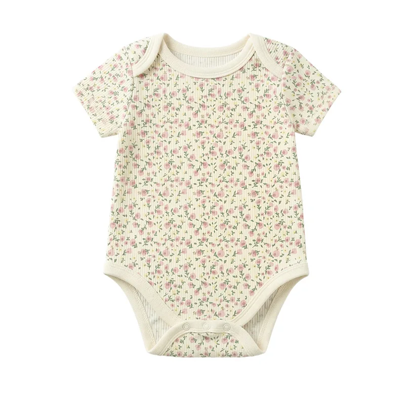 Summer Floral Newborn Baby Girls Rompers Cotton Short Sleeve Bodysuit Infant Baby Leotard Tops Clothes