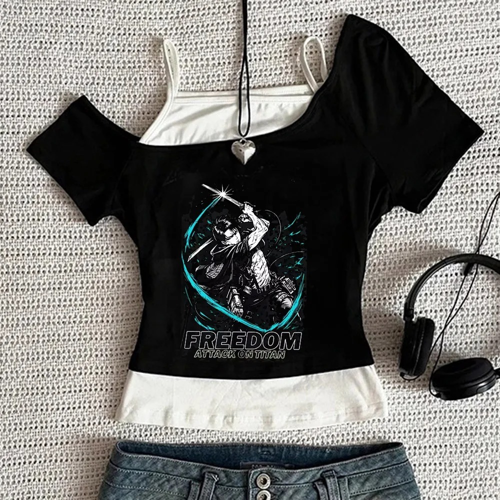 Attack on Titans crop top shoujo dollette meme kawaii shirt gothic baddie kawaii cutecore funny
