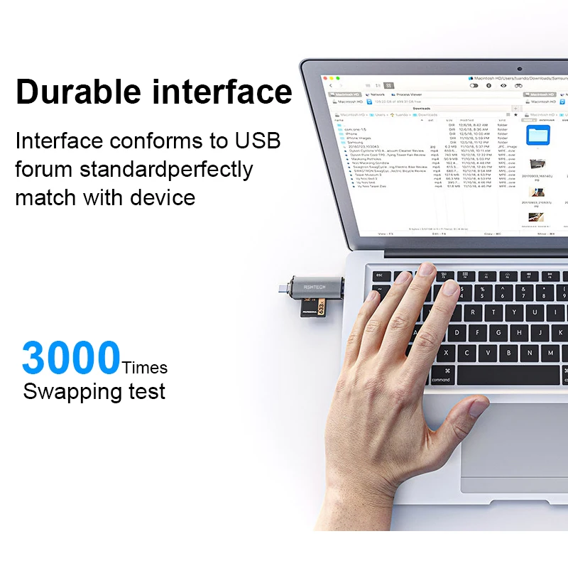 RSHTECH-Lector de tarjetas de 5Gbps, transferencia de datos, USB C y USB3.0 a SD, MicroSD, TF, adaptador de tarjeta SD, Accesorios para ordenador portátil