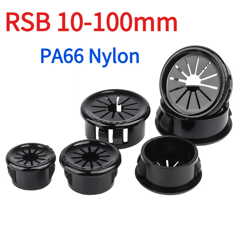 RSB 10-100mm PA66 Nylon Cable Hole Cover Furniture Dust Plug Buckle Office Computer Table Grommet Wire Passing Line Outlet Rings
